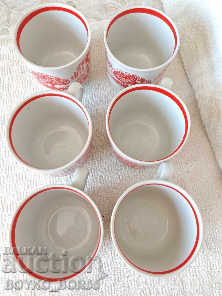 Auction  Set of Six Large Russian Soviet Porcelain Cups 1970s