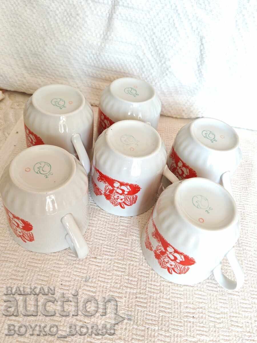 Delivery of Set of Six Large Russian Soviet Porcelain Cups 1970s