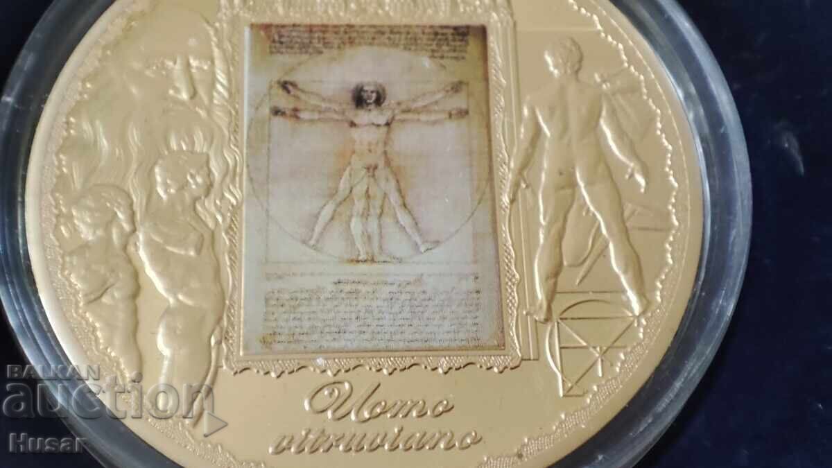 Auction 3 pieces gold-plated plaques Leonardo da Vinci Auction 3 pieces gold-plated plaques Leonardo da Vinci