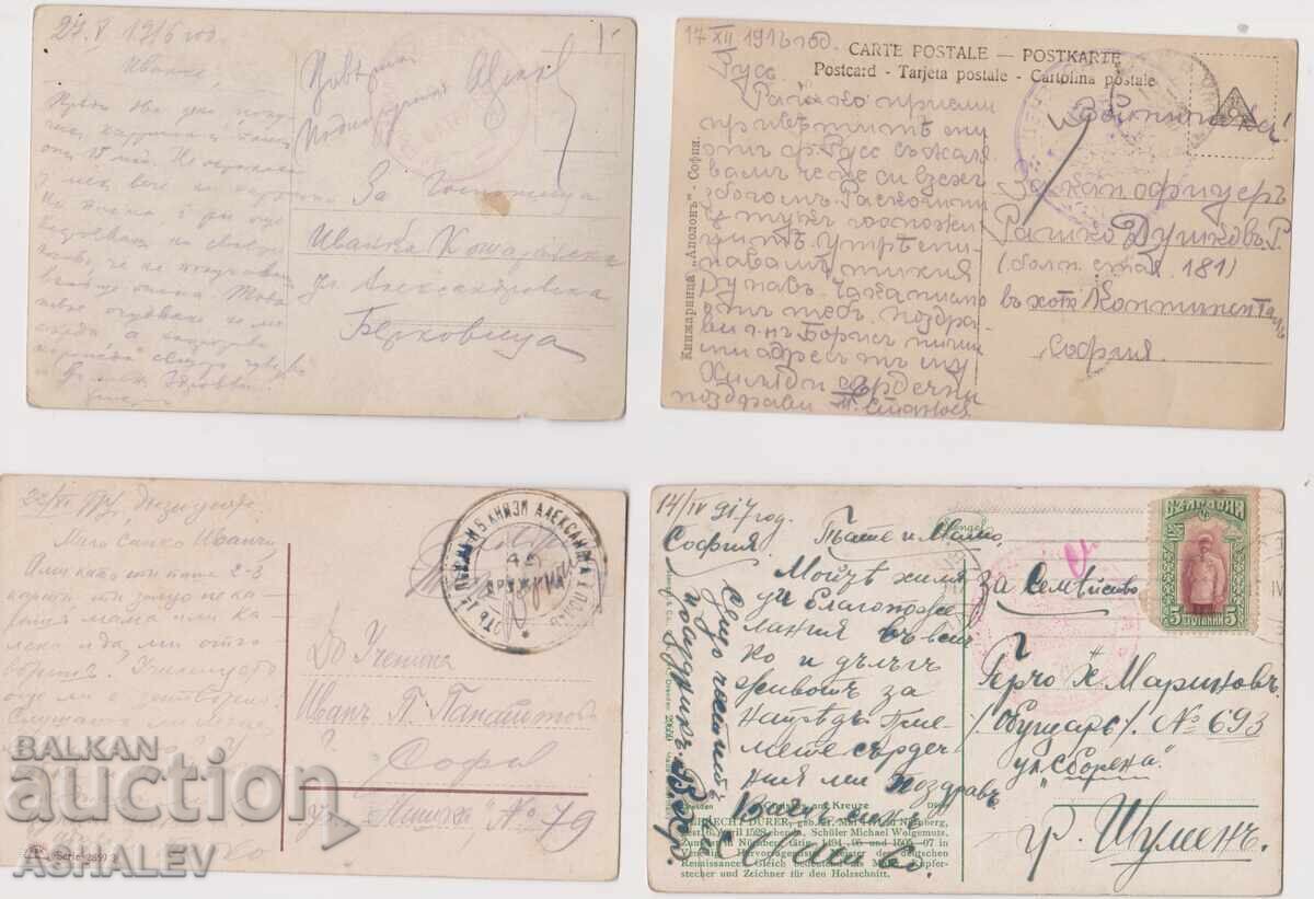 1916-17 Poștă Militară 4 buc. CĂRȚI POȘTALE