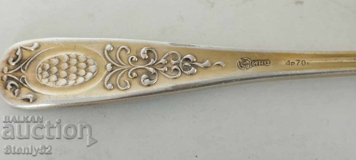 Δημοπρασία Μικρή ασημένια και επιχρυσωμένη μελχιόρ σοβιετική κουταλάκι