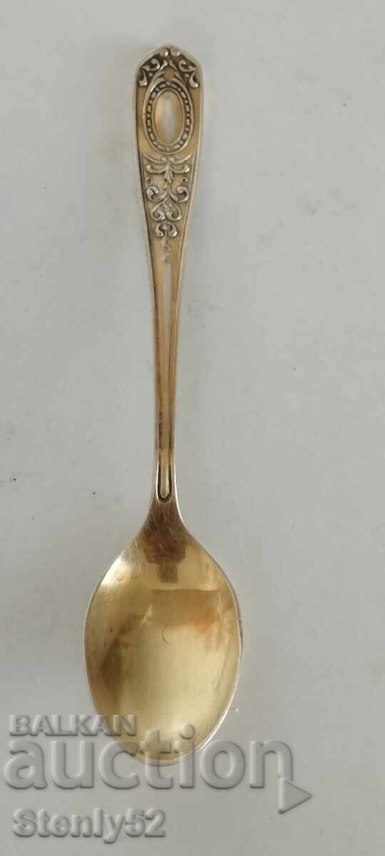 Μικρή ασημένια και επιχρυσωμένη μελχιόρ σοβιετική κουταλάκι