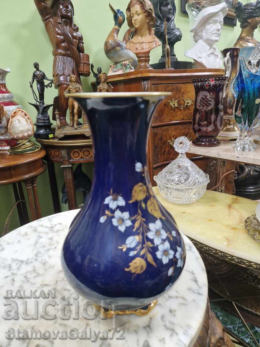 Παράδοση Υπέροχο αντίκα γερμανικό πορσελάνινο βάζο μπλε κοβαλτίου