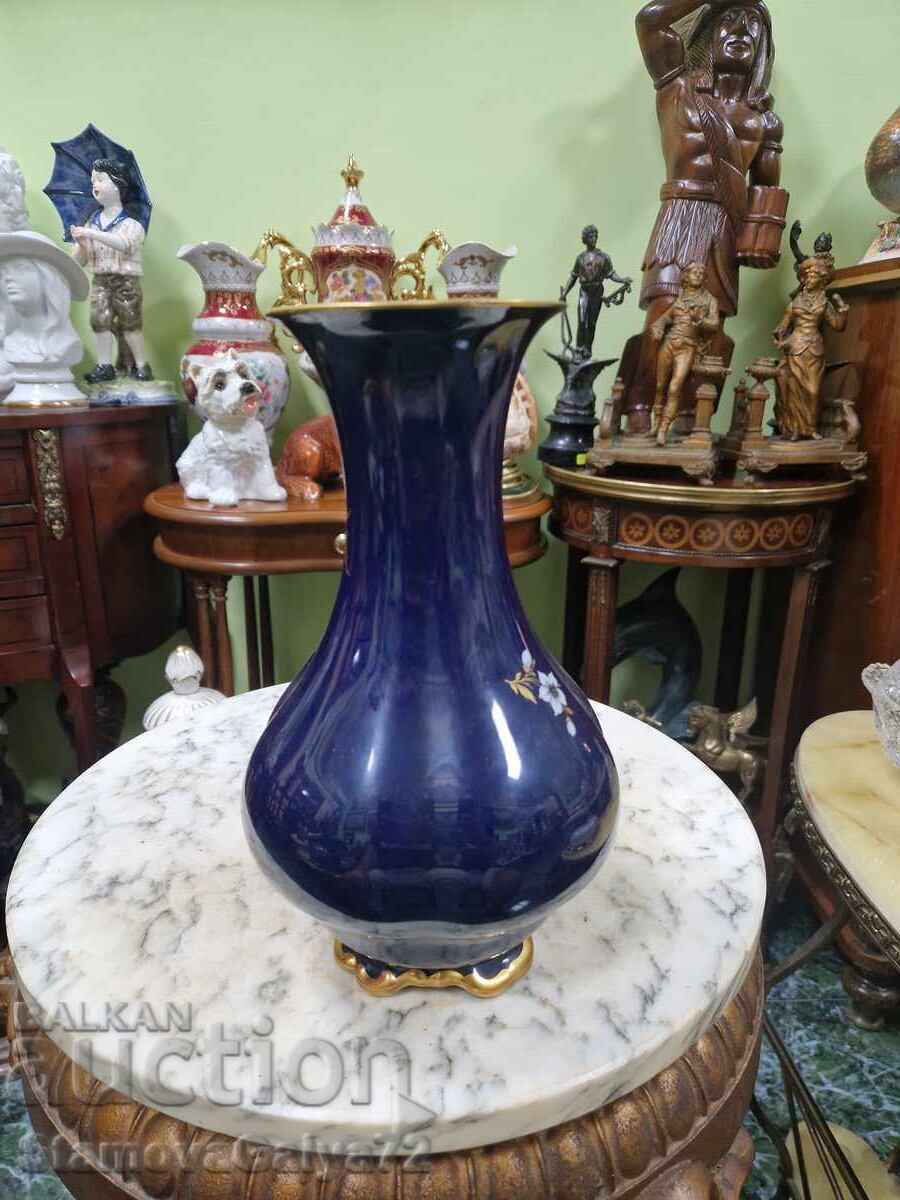 Beautiful antique German porcelain vase, cobalt blue - 6 Beautiful antique German porcelain vase, cobalt blue - 6