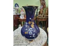 Vază de porțelan german antic, superbă, albastru cobalt