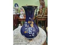Beautiful antique German porcelain vase, cobalt blue