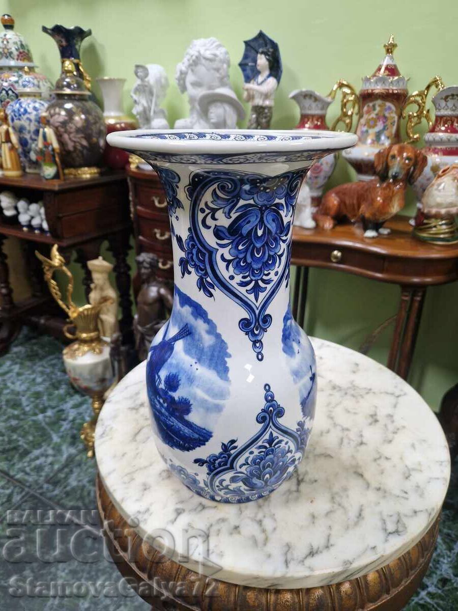 Old Dutch antique porcelain Delft vase from the 19th century - 5