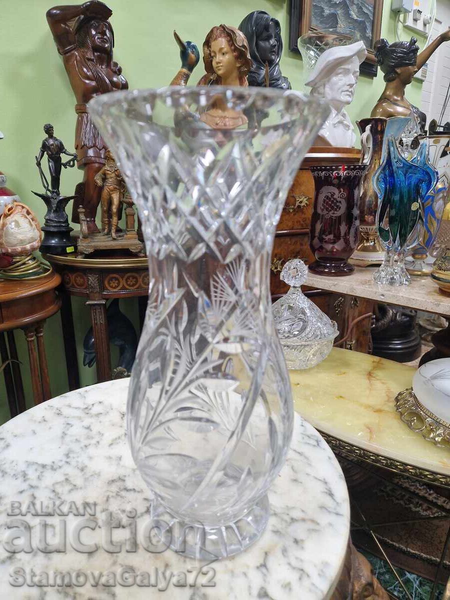 Прекрасна антикварна немска кристална ваза - 7