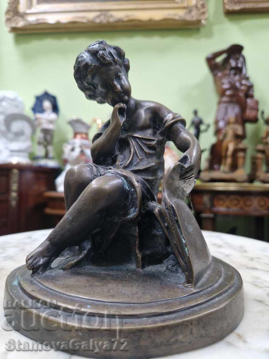 Old, scary French bronze figure statuette - 7