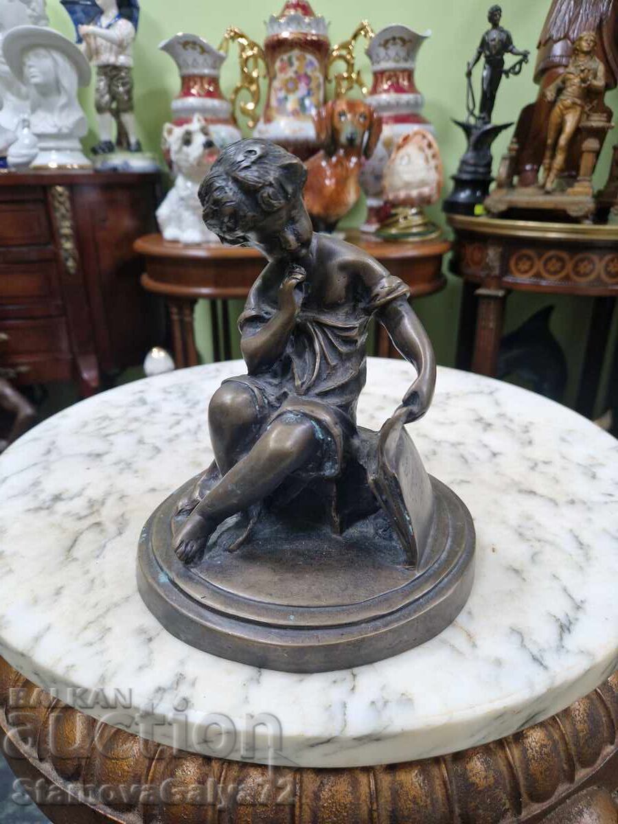 Old, scary French bronze figure statuette