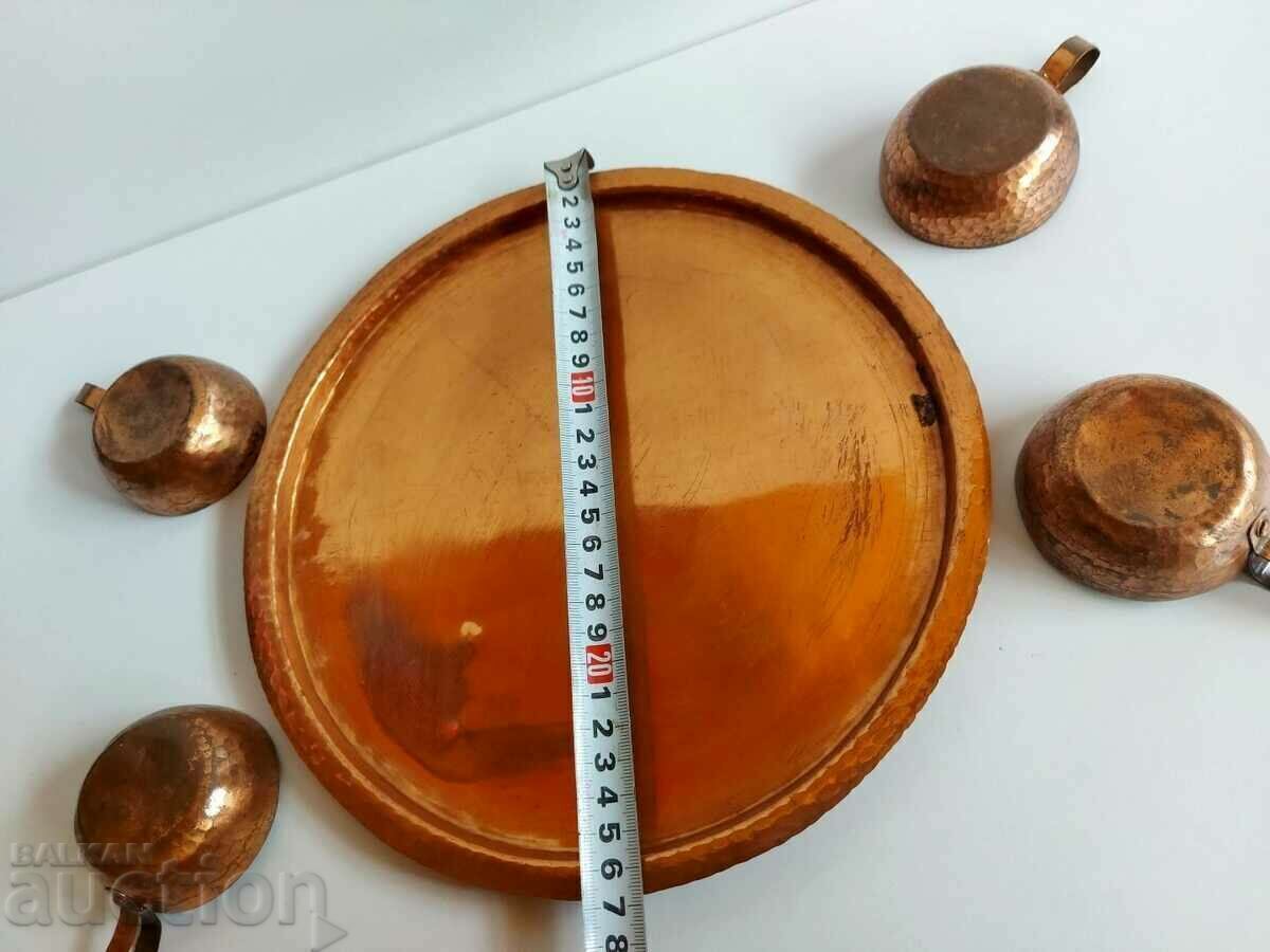 . СОЦ МЕДЕН СЕРВИЗ ЗА КАФЕ ПОДНОС ЧАША ЧАШИ БАКЪР МЕД с цена 40.00 лв. | € 20.45