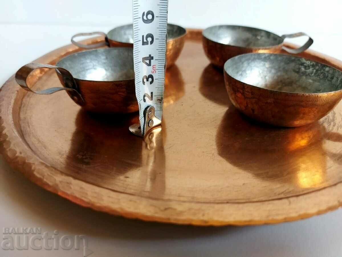 Доставка на . СОЦ МЕДЕН СЕРВИЗ ЗА КАФЕ ПОДНОС ЧАША ЧАШИ БАКЪР МЕД