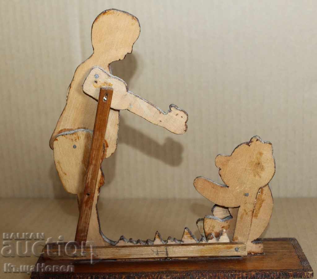 . ANII 1930 SABIA PIROGRAFĂ JUCĂRIE MECANICĂ DIN LEMN - 5