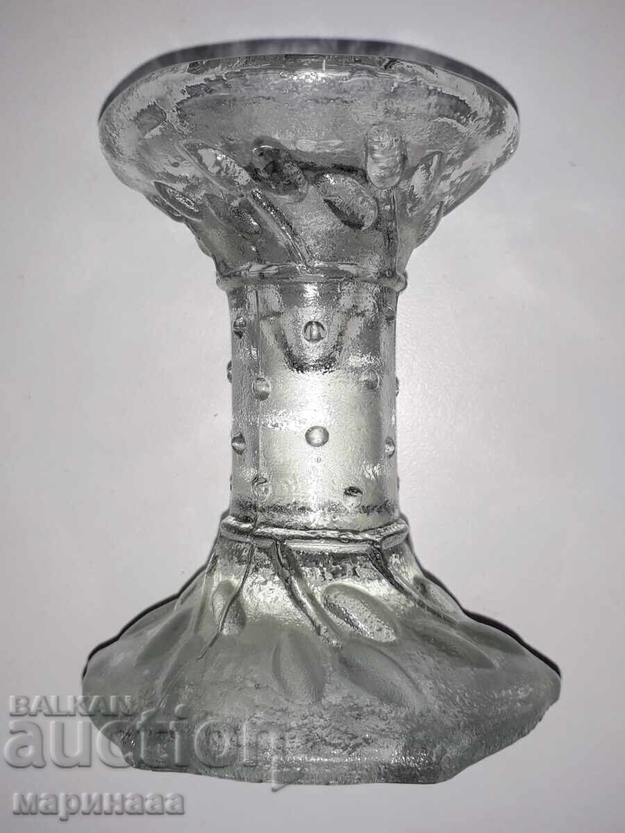 CANDLESTICK. SOLID GLASS CANDLESTICK. SOLID GLASS