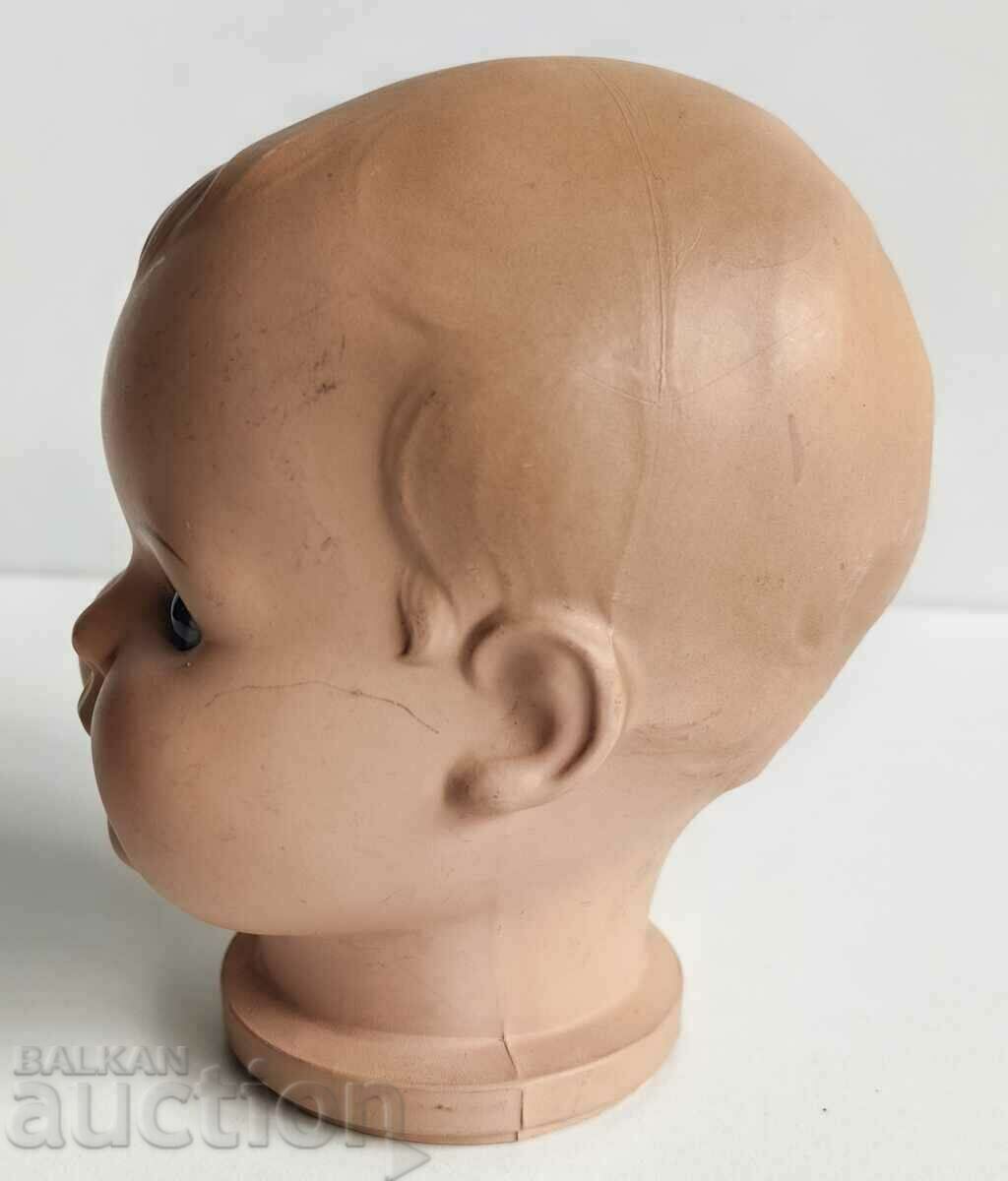 100 YEAR MARKED GLASS EYES CELLULOID DOLL HEAD - 5