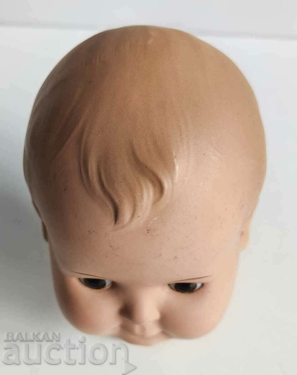 100 YEAR MARKED GLASS EYES CELLULOID DOLL HEAD - 6