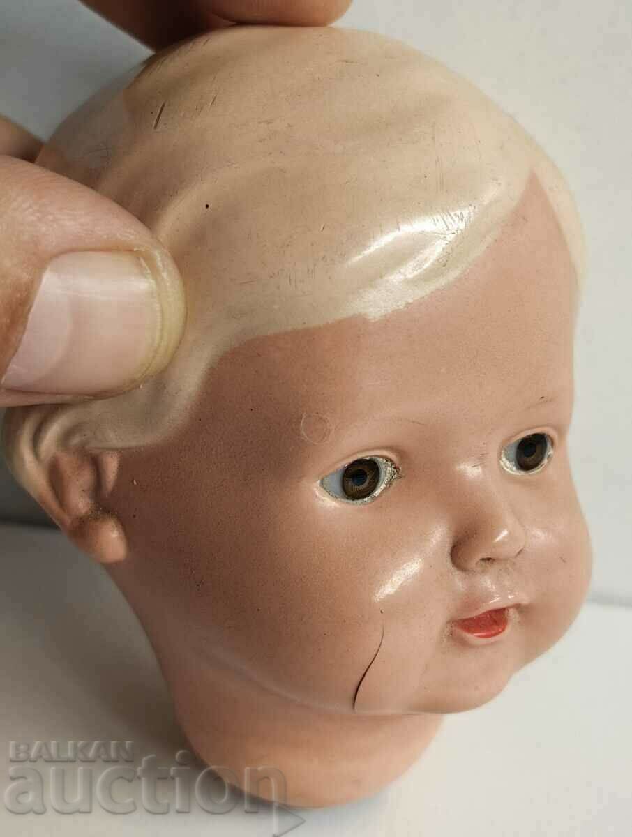 100 YEAR MARKED GLASS EYES CELLULOID DOLL HEAD with price 30.00 BGN | € 15.34