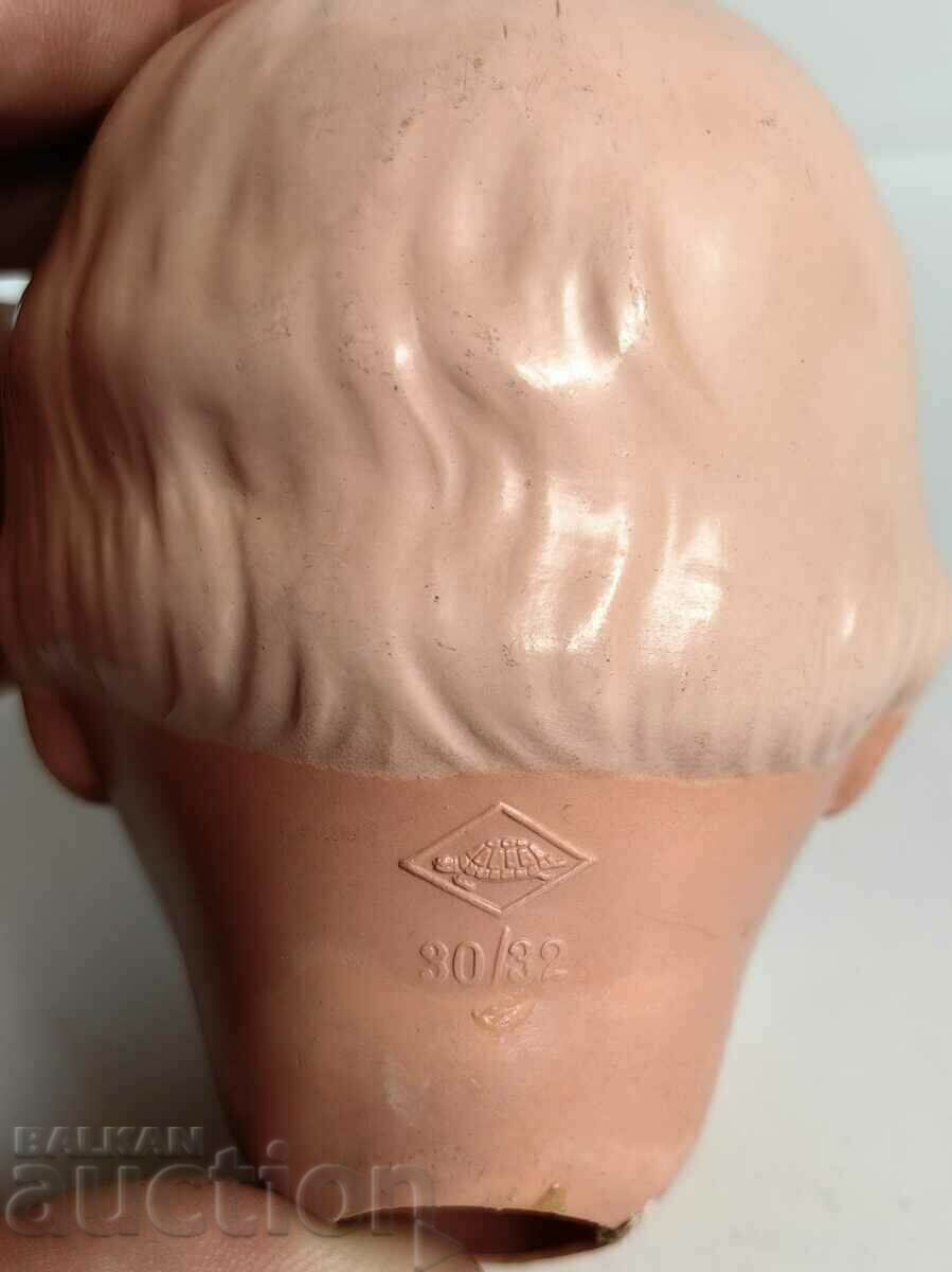 100 YEAR MARKED GLASS EYES CELLULOID DOLL HEAD - 5