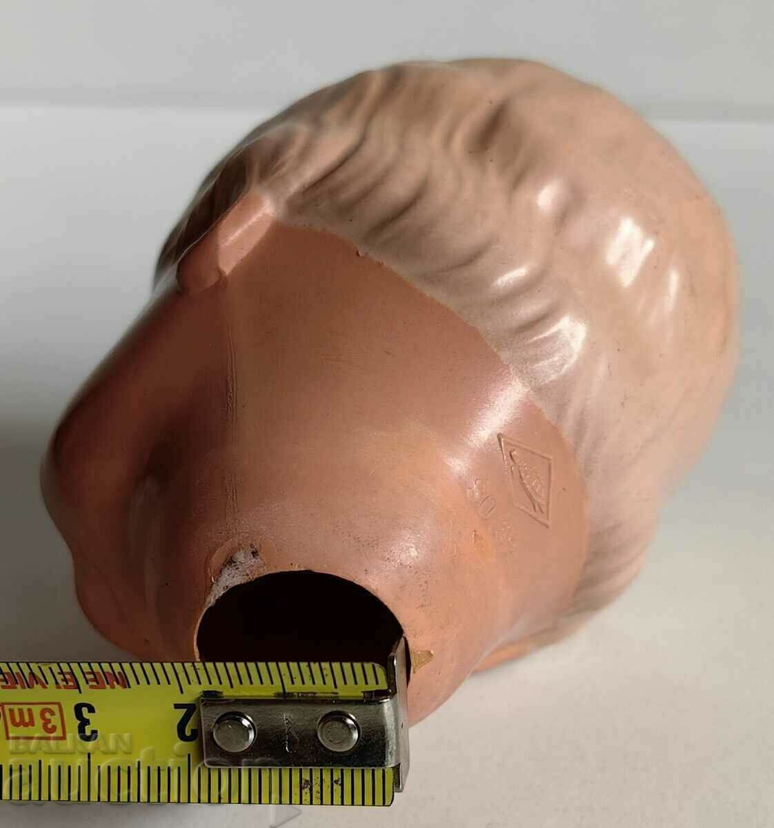 100 YEAR MARKED GLASS EYES CELLULOID DOLL HEAD - 7