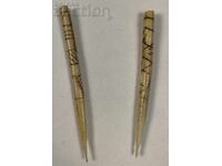 Secolul al XIX-lea, raritate, ace de tricotat gravate din os