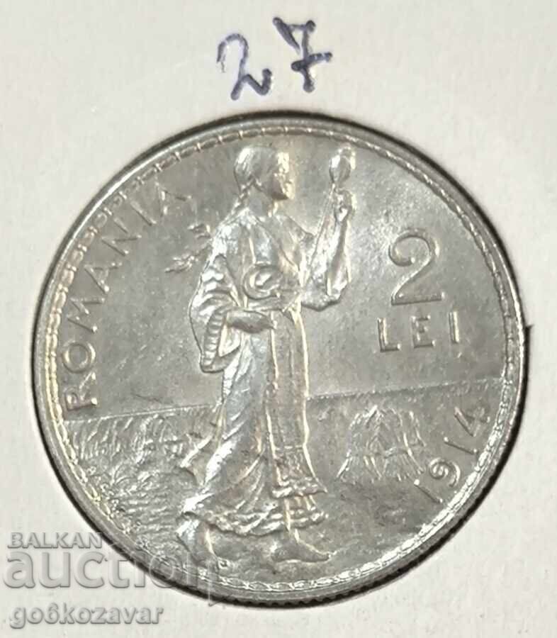 România 2 lei 1914 Argint ! UNC Top ! - 6
