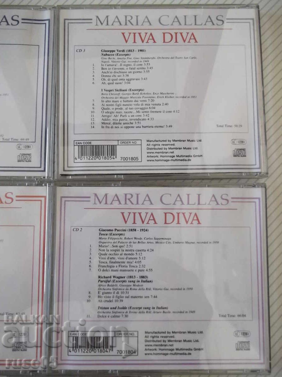 Delivery of Lot of 5 CD audio "MARIA CALLAS - VIVA DIVA" Delivery of Lot of 5 CD audio "MARIA CALLAS - VIVA DIVA"