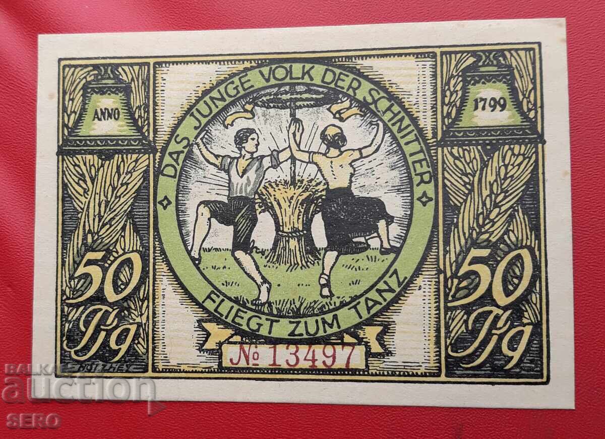 Banknote - Germany - Thuringia - Rudolstadt - 50 Pfennig with price 2.01 BGN | € 1.03