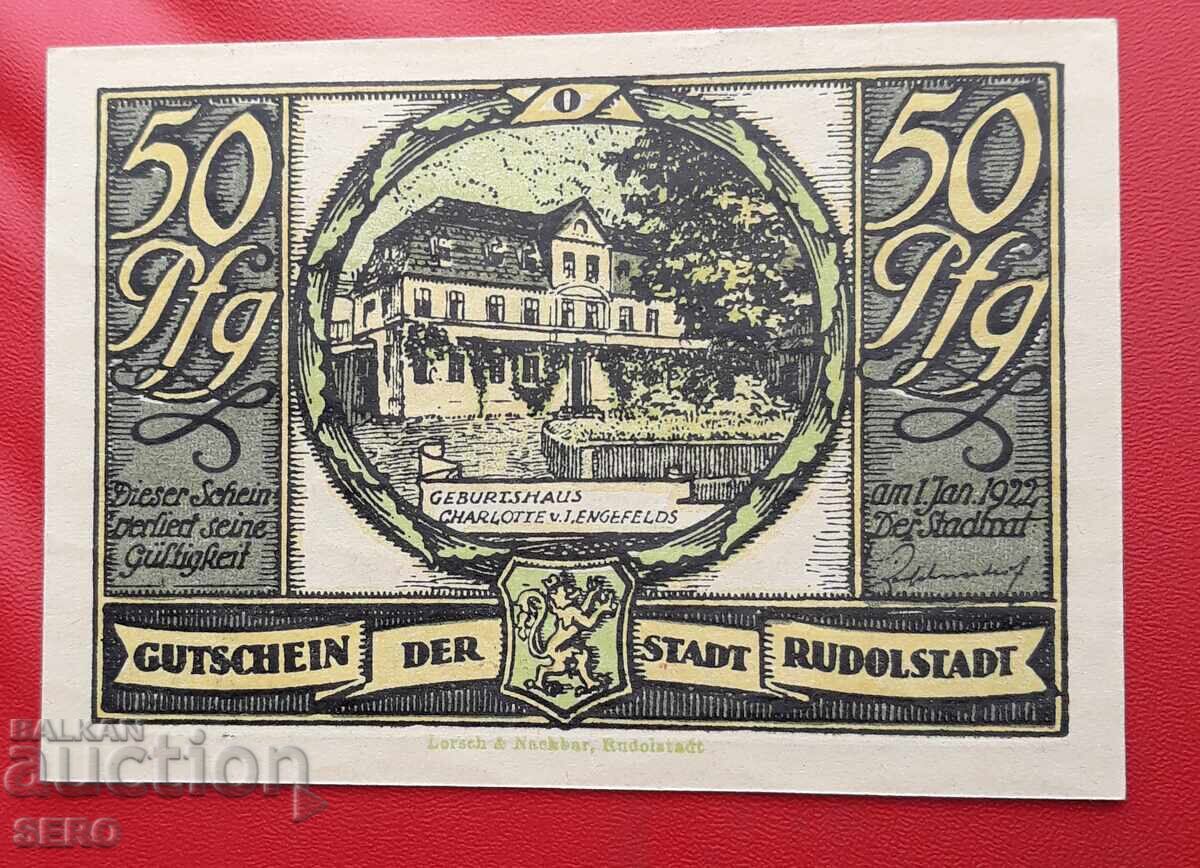 Banknote - Germany - Thuringia - Rudolstadt - 50 Pfennig
