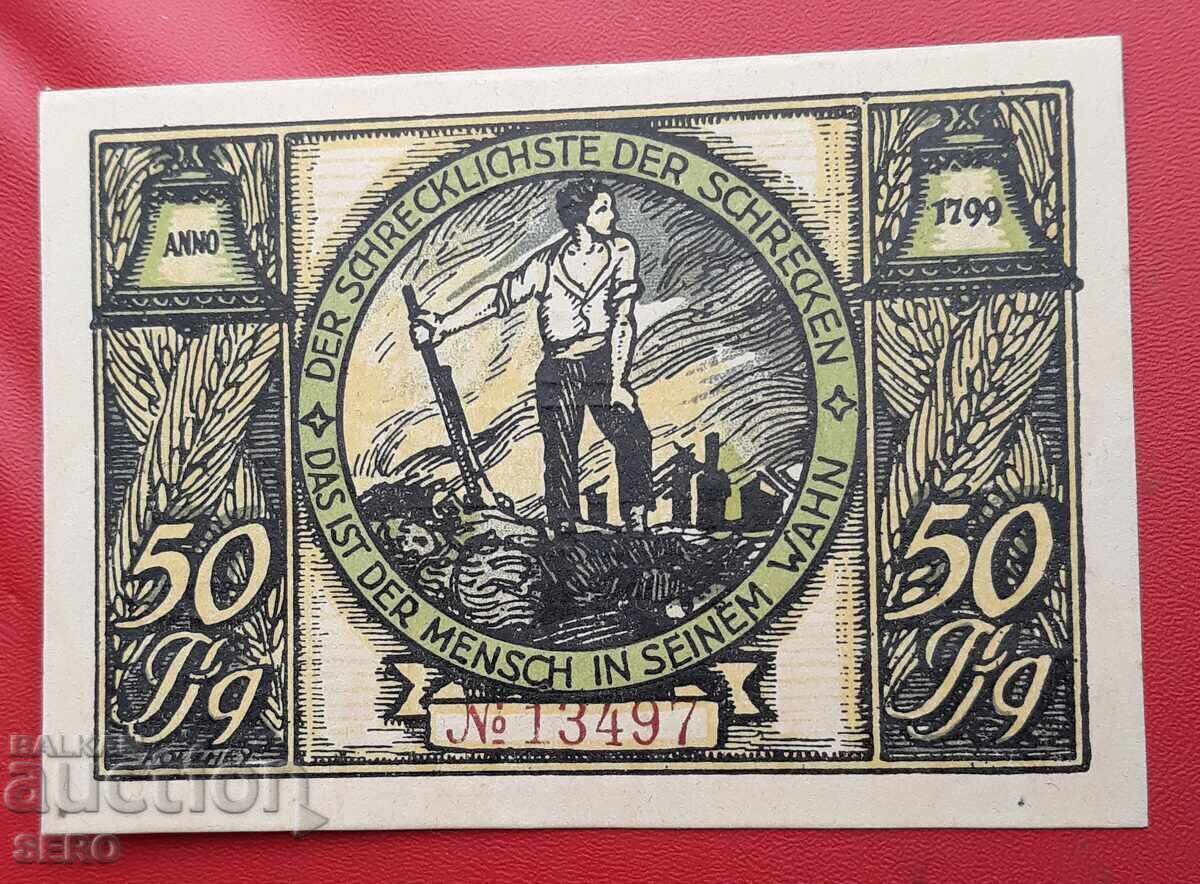 Banknote - Germany - Thuringia - Rudolstadt - 50 Pfennig with price 2.01 BGN | € 1.03