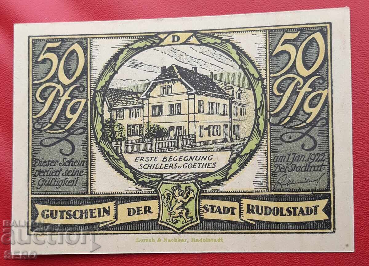 Banknote - Germany - Thuringia - Rudolstadt - 50 Pfennig