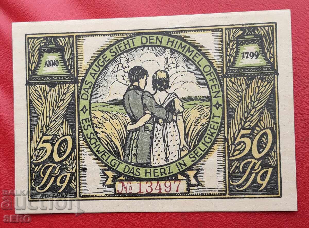 Banknote - Germany - Thuringia - Rudolstadt - 50 Pfennig with price 2.00 BGN | € 1.02