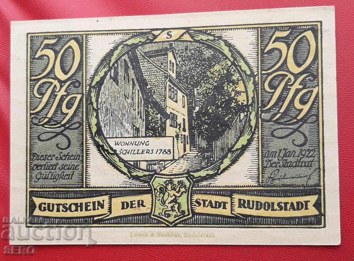 Bancnotă-Germania-Turingia-Rudolstadt-50 pfennig