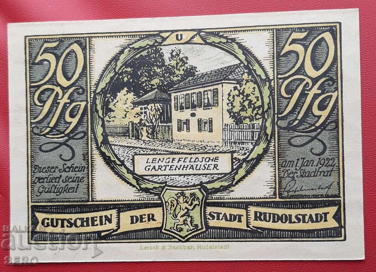 Banknote - Germany - Thuringia - Rudolstadt - 50 Pfennig