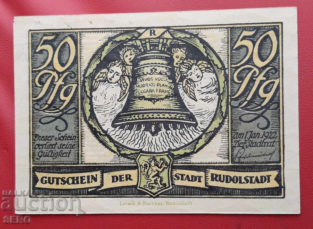 Банкнота-Германия-Тюрингия-Рудолщат-50 пфенига