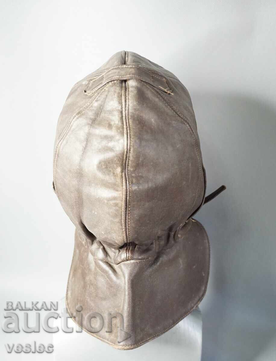 Немско парашутно боне мотоциклетен кожен шлем Вермахт - 5