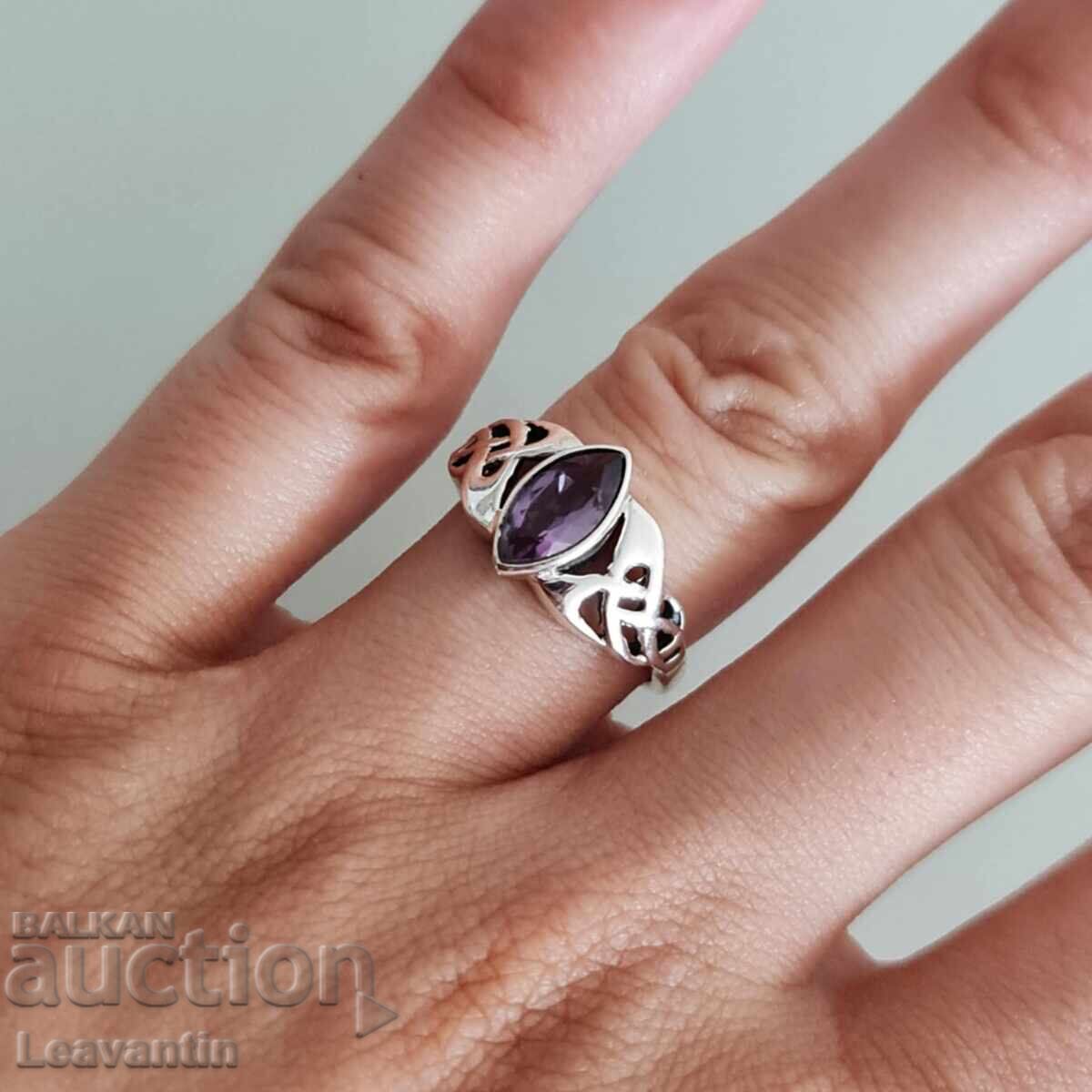 Silver Ring "Intuition" - Amethyst and 925 Silver - 5