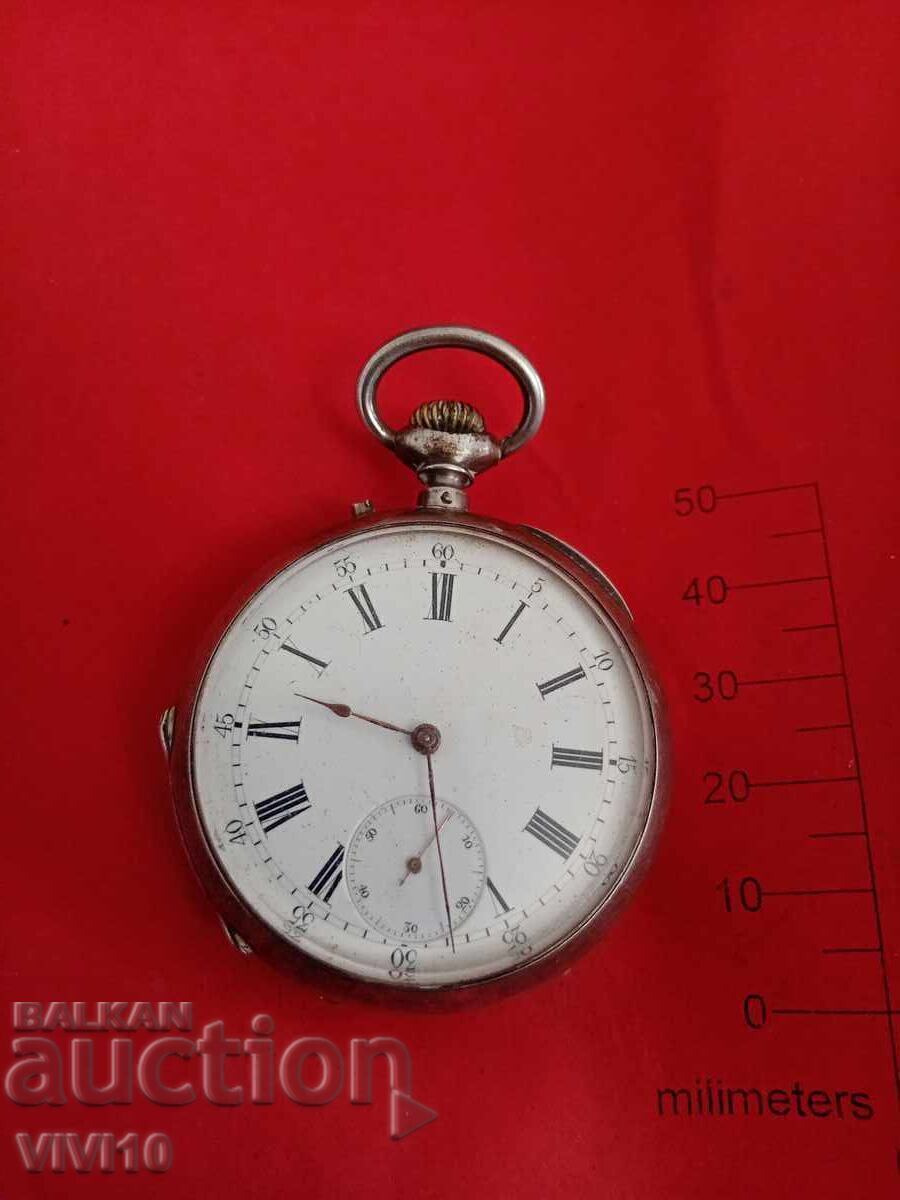 Старинен джобен Френски часовник, сребро