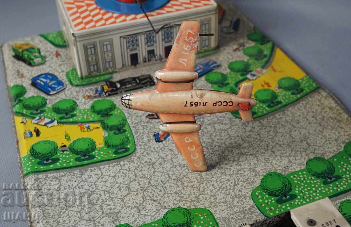 Auction Old Russian Metal Mechanical Toy Model Airport Airplane Auction Old Russian Metal Mechanical Toy Model Airport Airplane