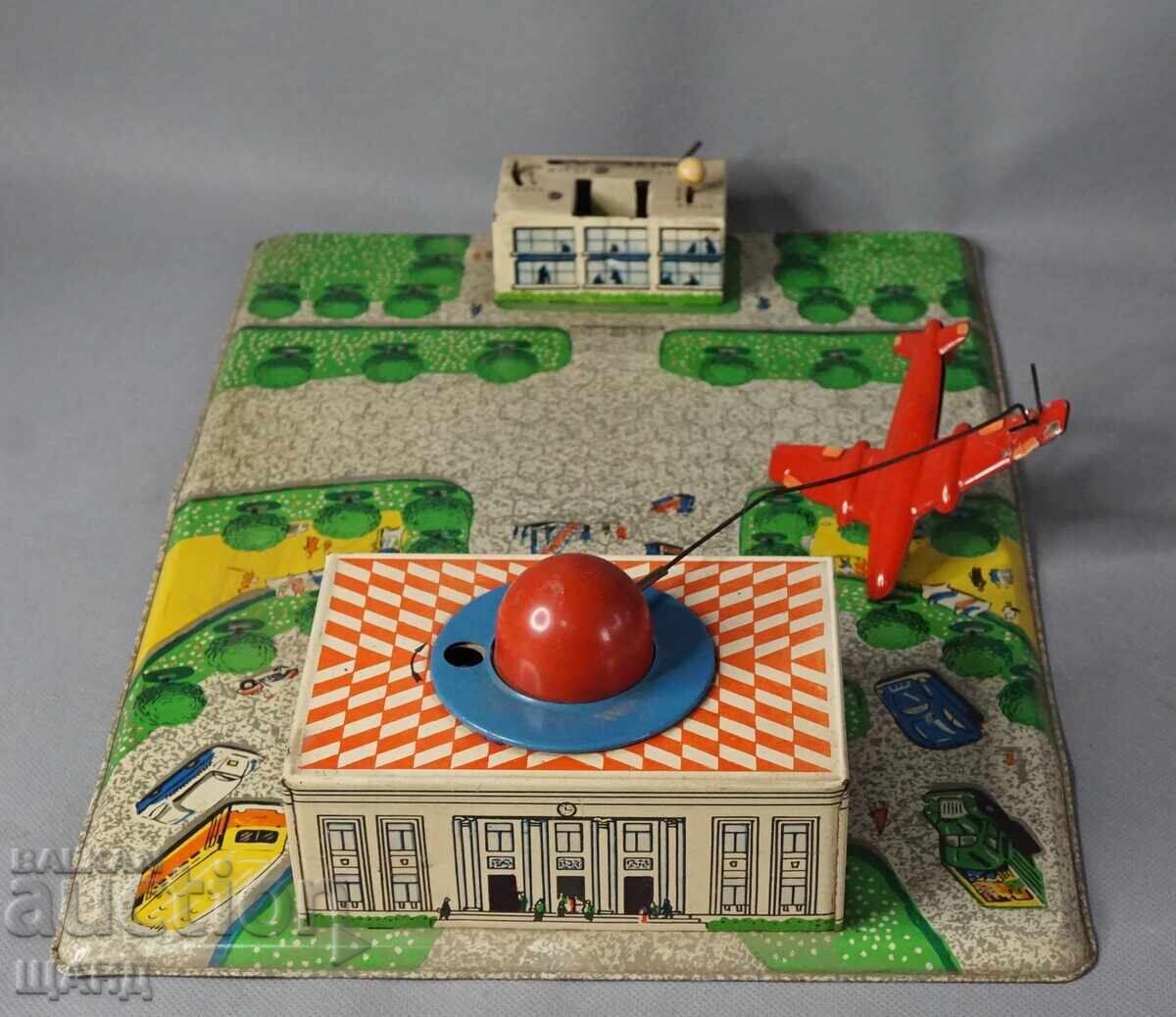 Old Russian Metal Mechanical Toy Model Airport Airplane - 5 Old Russian Metal Mechanical Toy Model Airport Airplane - 5
