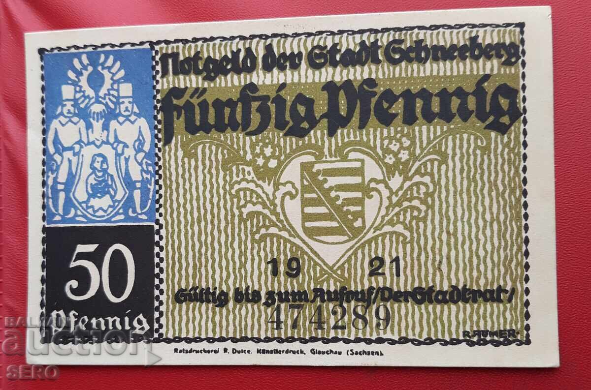 Banknote - Germany - Saxony - Schneeberg - 50 Pfennig 1921 with price 2.00 BGN | € 1.02