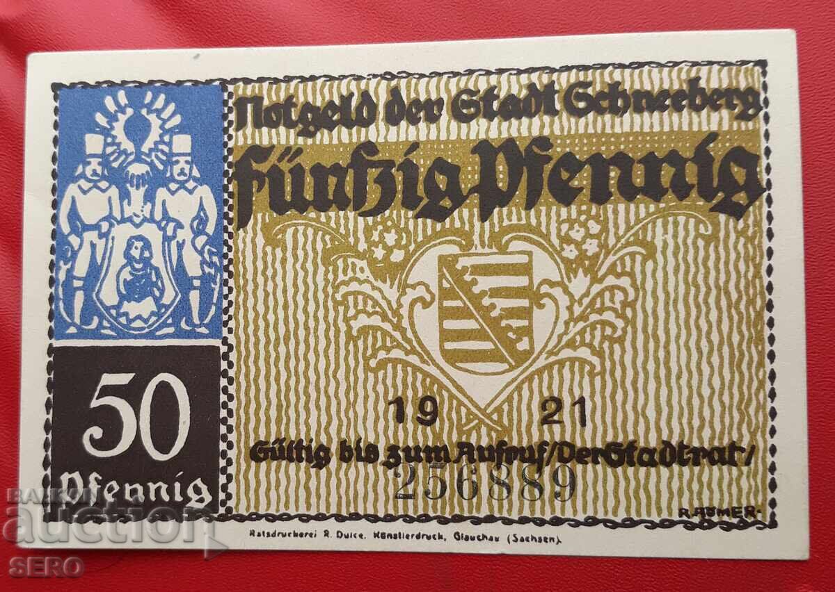 Banknote - Germany - Saxony - Schneeberg - 50 Pfennig 1921 with price 2.00 BGN | € 1.02