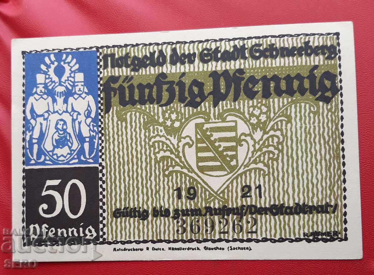 Banknote - Germany - Saxony - Schneeberg - 50 Pfennig 1921 with price 2.00 BGN | € 1.02