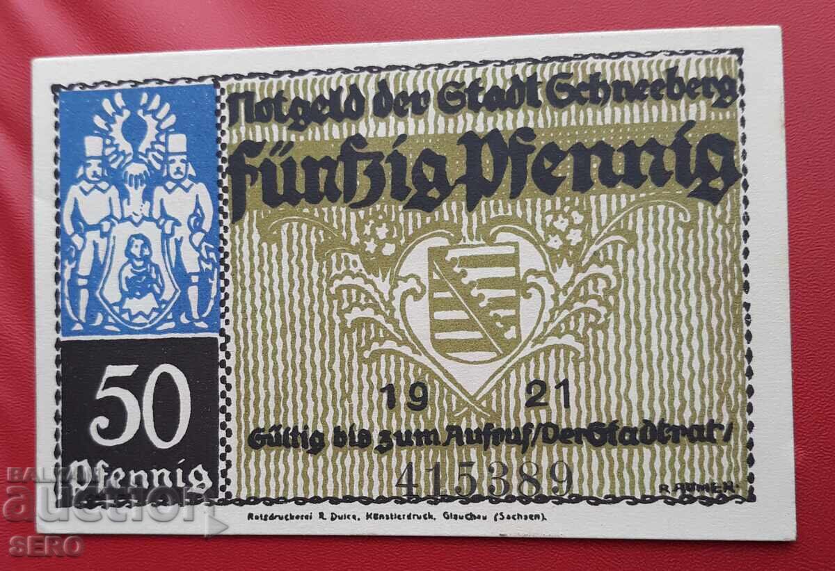 Banknote - Germany - Saxony - Schneeberg - 50 Pfennig 1921 with price 2.00 BGN | € 1.02