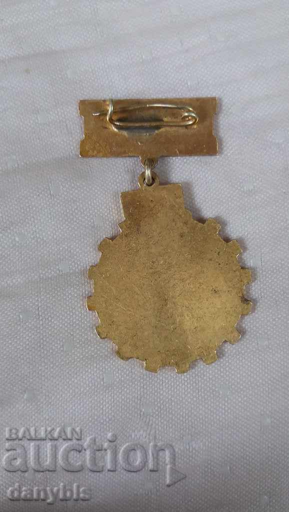 Insigna - Fruntaș al celui de-al cincilea cincinal 1967 - email cu preț € 2.00 | 3.91 BGN