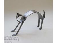 Figurină veche decorativă de pisică din fier forjat