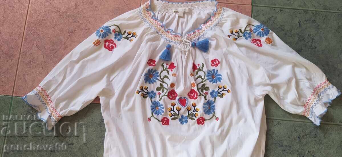 Knitted blouse with denim embroidery - 7