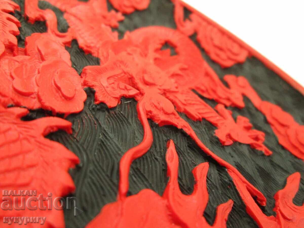 Аукцион Стара Китайска декоративна чиния с дракон ръчна изработка