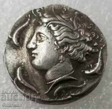 Tetradrahmă de Siracuza ( Συρακοῦσαι ) Sicilia, secolul III - II î.Hr