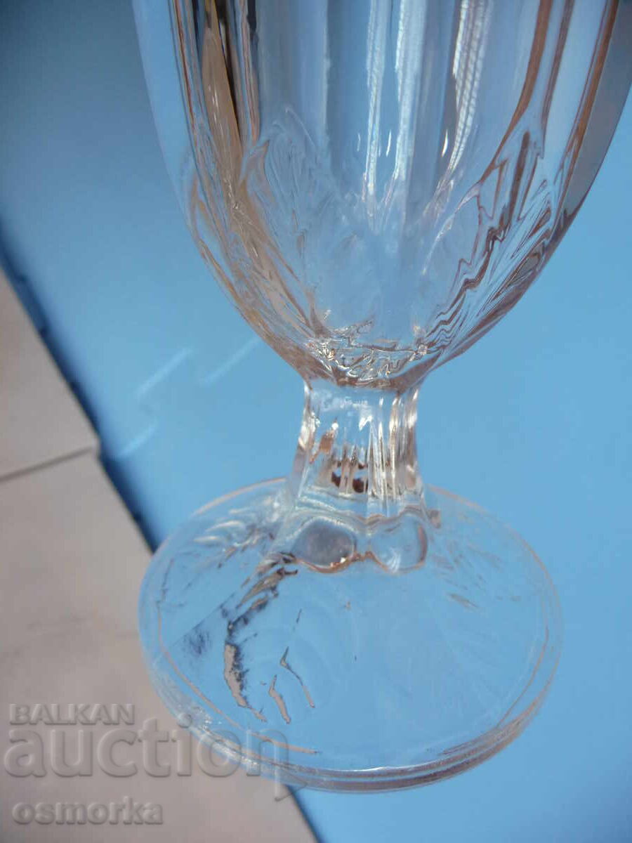 Auction  2 Large Thick Glass Cups for Melba Dessert, Cream, Ice Cream, etc