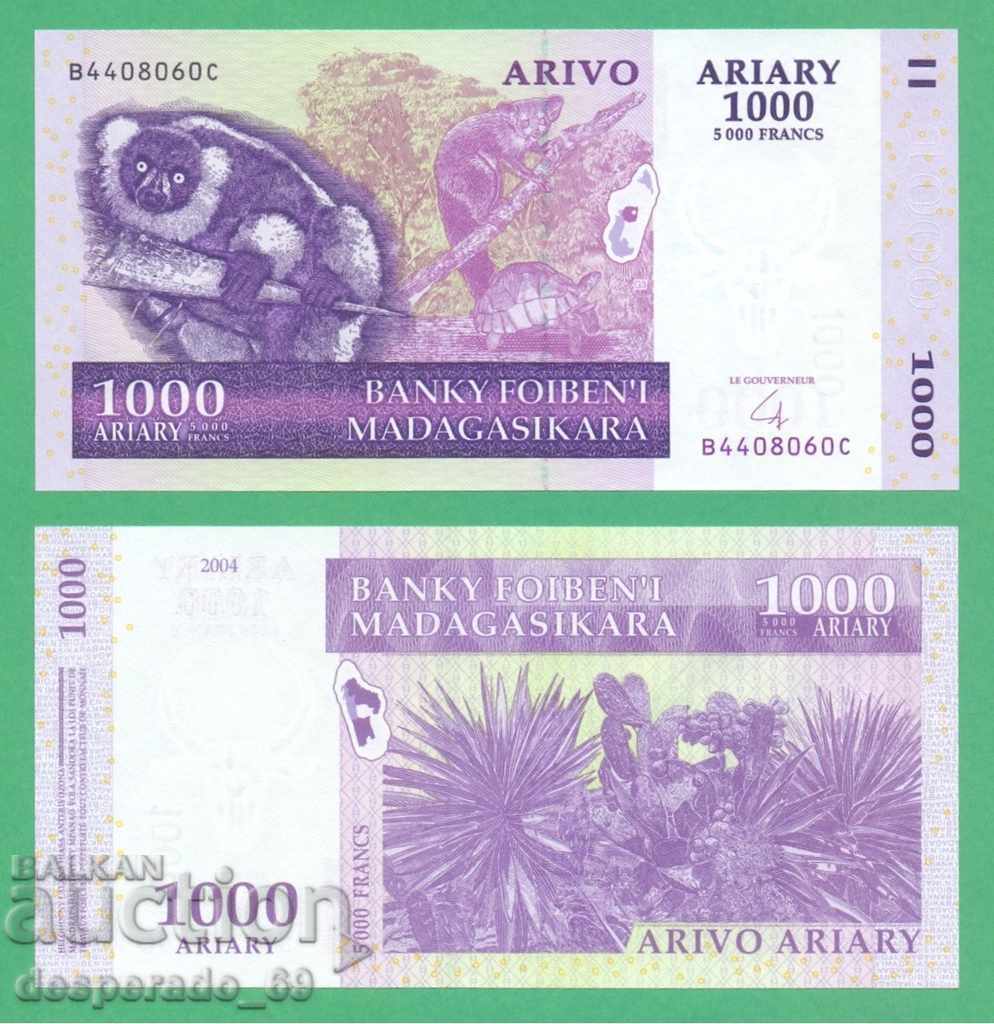 (¯`'•.¸   МАДАГАСКАР  1000 ариари 2004  UNC   ¸.•'´¯)